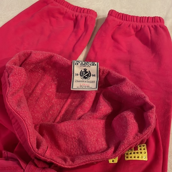 Victoria’s Secret hot pink “PINK” bling drawstring jogger sweatpants, size XS - Picture 7 of 10